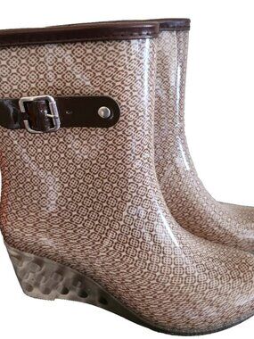 CUTE ODEMA Women's Glossy Waterproof Rain Boots Shoes Rubber SIZE 7.5